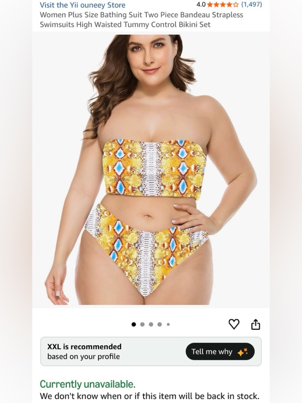 Amazon Yellow Orange Blue Patterned Bandeau Bikini Set - Picture 10 of 10